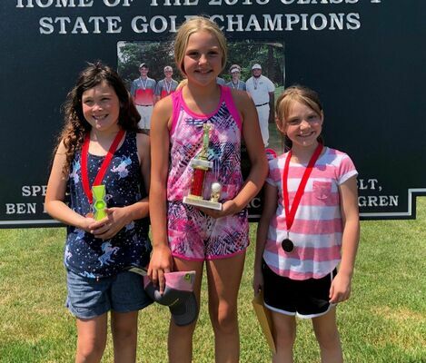 GIRLS AGES 9 - 11 WINNERS - Left to right - 2nd Place - Stella Hull; 1st Place - Kooper Wood; and 3rd Place - Dawsyn Hudson.